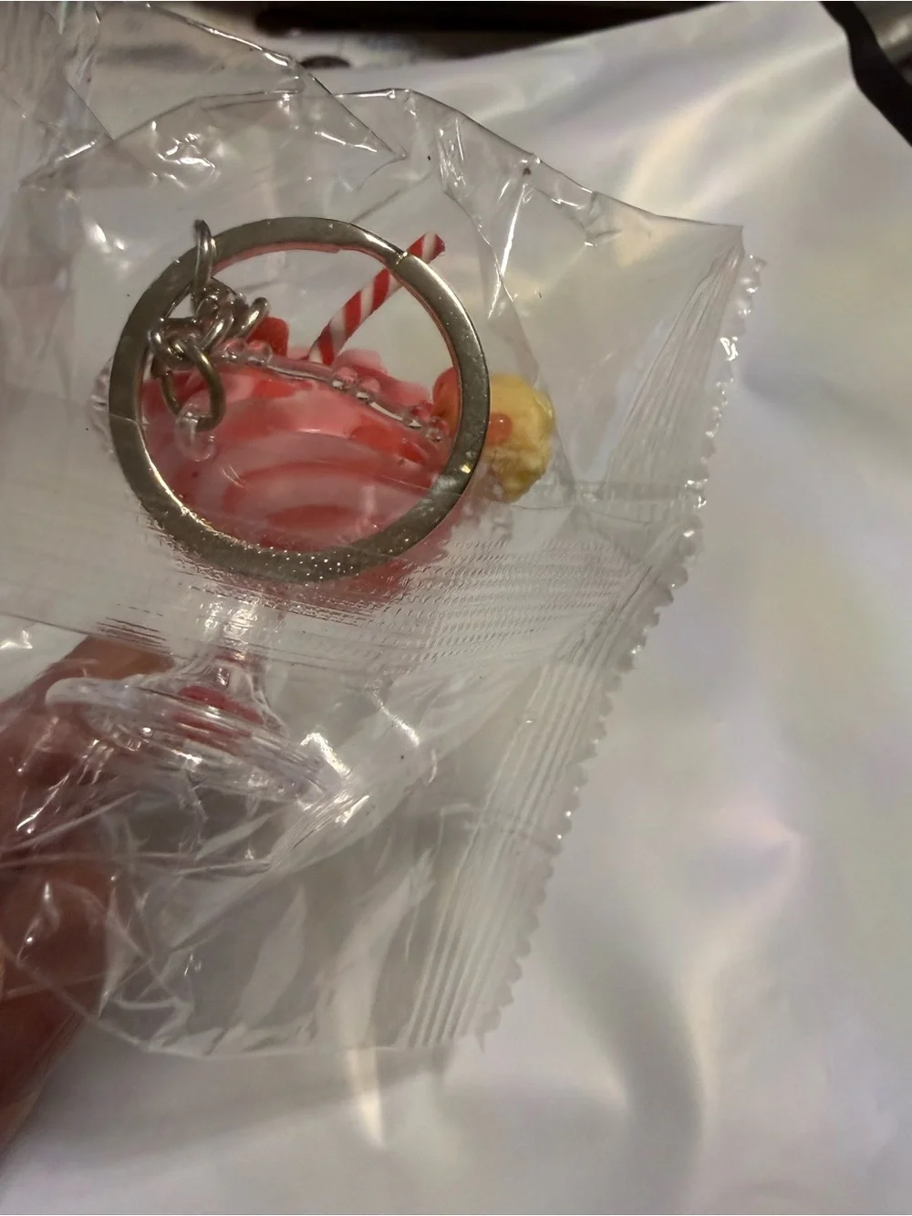 Mini ice cream cup key chain — Pink